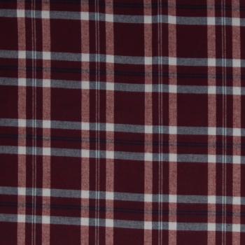 Baumwoll-Flanell Maverick, Karo, hellgrau/bordeaux